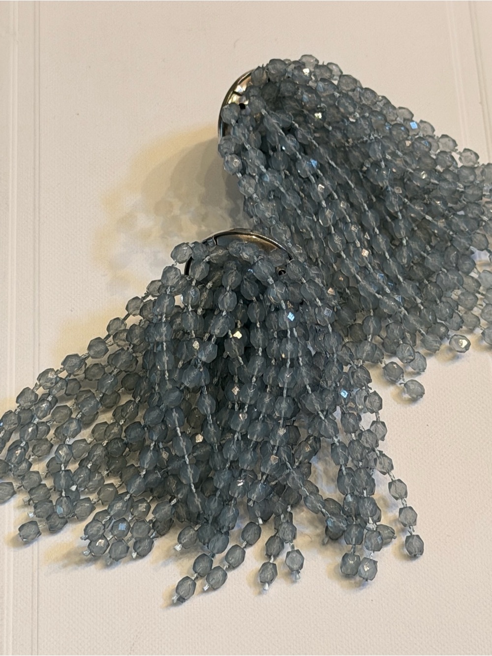 Rachel Comey Slate Blue Beaded Tassel Hair Accessory
